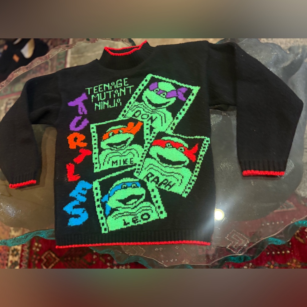 RARE - 90s Vintage Teenage Mutant Ninja Turtles - Knit Sweater - Unisex - Picture 5 of 16